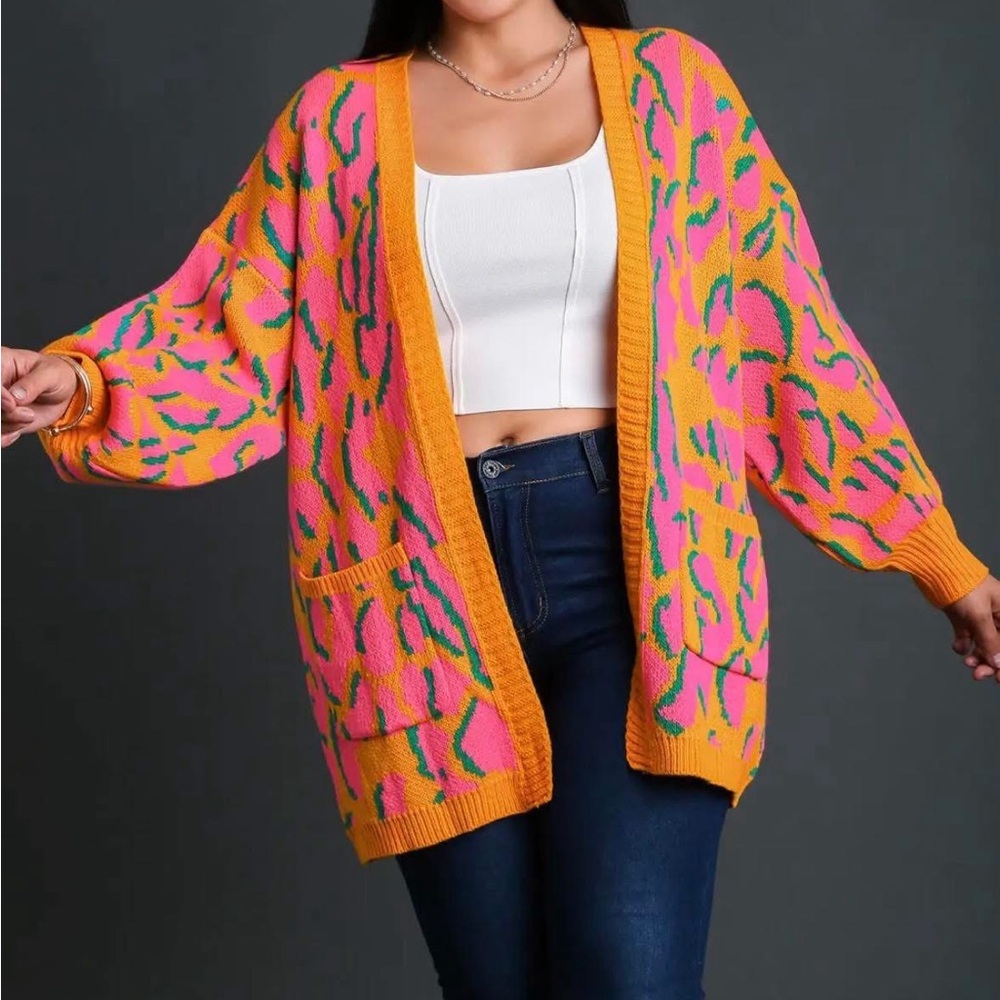 Umgee Pink and Orange Women's Cardigan
